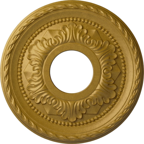 Ekena Millwork Palmetto Ceiling Medallion (Fits Canopies up to 4 7/8"), 12 1/8"OD x 3 1/2"ID x 1"P, Pharaohs Gold CM12PMPGS - main